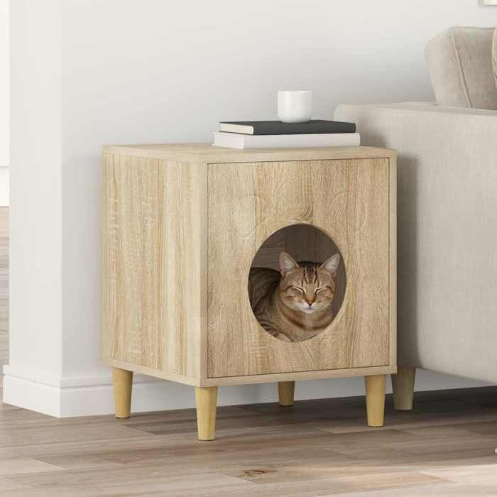 Maison pour Chat Sonoma - vidaXL - bois dingénierie - 42 5 x 40 x 53 cm@cxn38g Maison pour Chat Sonoma - vidaXL - bois dingénierie - 42 5 x 40 x 53 cm@cxn38g