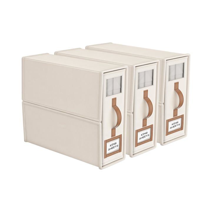 3 PCS Organiseurs Rangement Draps Très Grand Lit Boîte Pliable Placard Lin avec Fenêtre Housse Lit Housse Couette Lumiryn