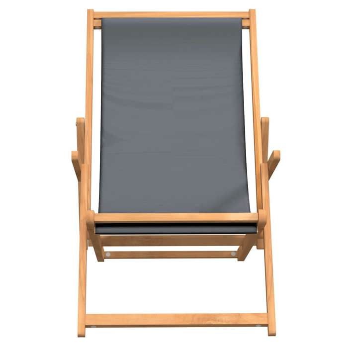 Bestseller Gris Chaise de plage(1 pc) - Siège Balcon arrière-cour pliable Bois de teck solide Gris C2079732353