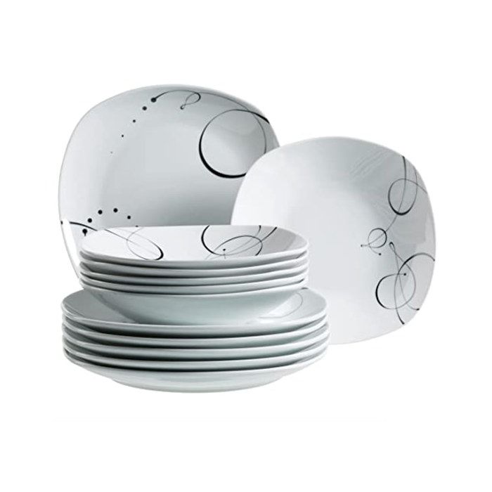 Service de table - MÄSER - 921387 - 12 pièces - Porcelaine - Carrée Service de table - MÄSER - 921387 - 12 pièces - Porcelaine - Carrée