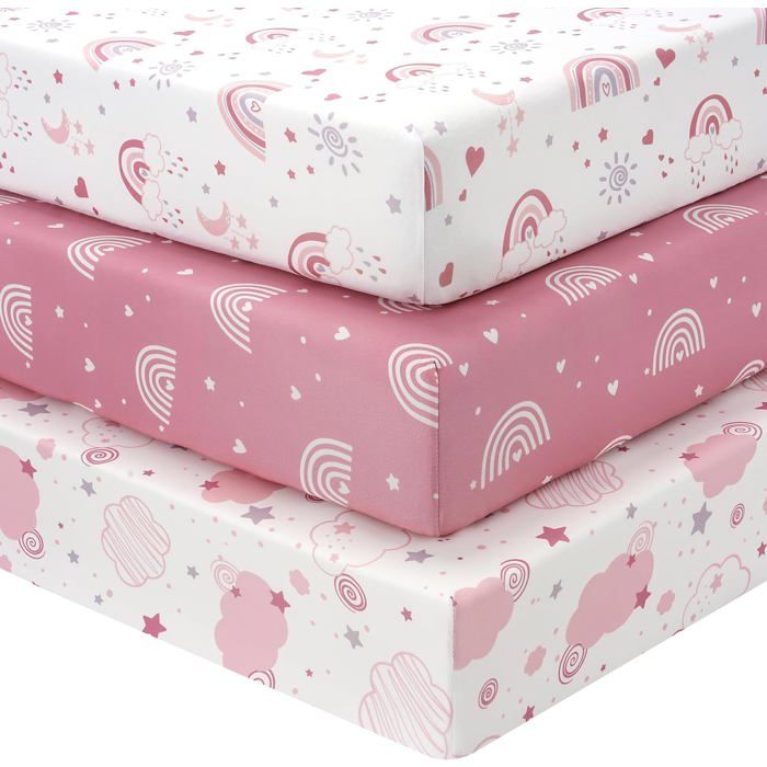 Drap Housse 70x140 Cm Lot De 3 Microfibre Ultra Douce Et Lisse Élastique Sur Tout Le Tour-Pour Matelas De Lit Bébé Et Lit Enfant