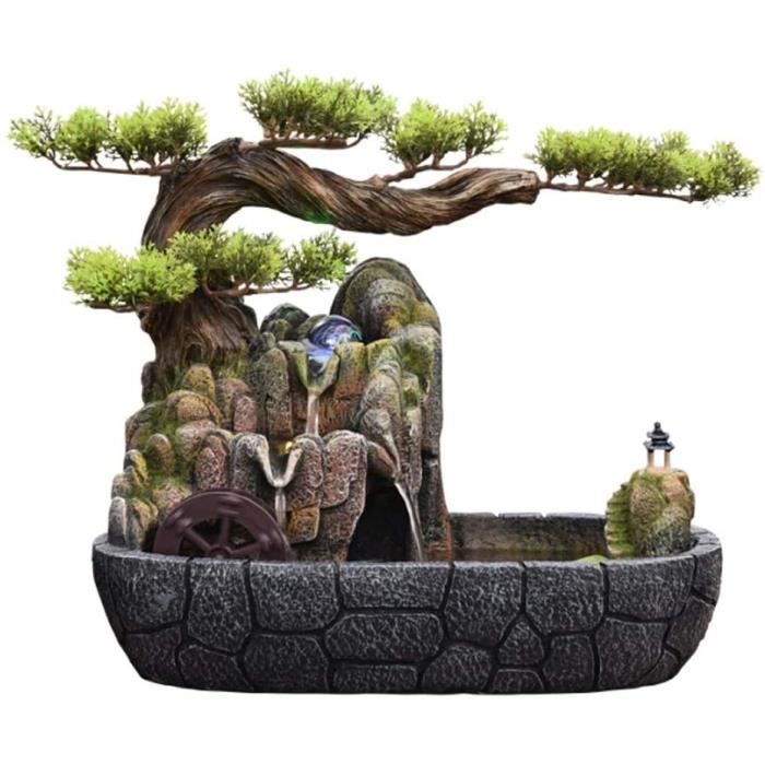Fontaine De Bureau, Mini Cascade Zen Pour Décoration D'Intérieur, En Pierre Naturelle Avec Système D'Eau Silencieux, Design Compact Pour Bureau Ou Maison, Dimensions 15x10cm
