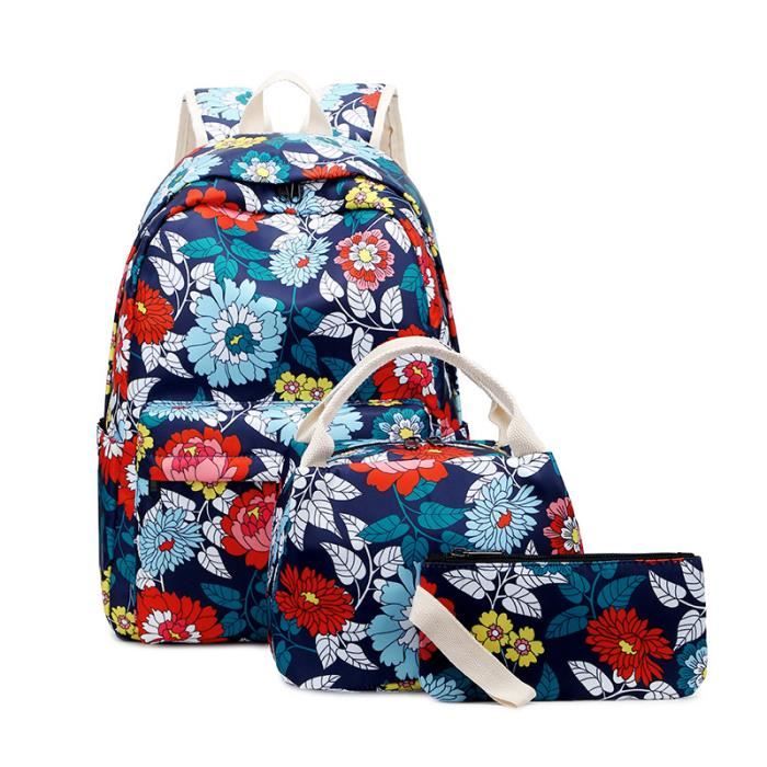 Ensemble De Cartables À Fleurs Colorées 3 En 1, Sac À Dos Étanche Avec ...