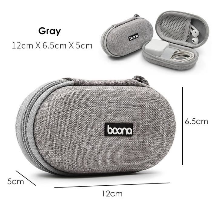 Ovale-Gris--Sac de rangement pour Gadgets numériques, Mini coque rigide  Portable, sac de rangement en cuir ar