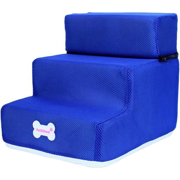 Escalier Portable 3 Marches Pour Chien/chat - Pour Accéder Au Lit Ou Canapé, Housse Amovible Et Antidérapante