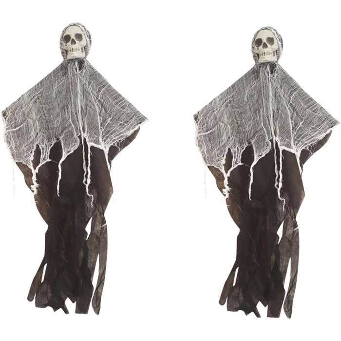 Fantôme Halloween 105x35cm à Suspendre - Décoration Extérieure Effrayante Avec Guirlande LED Et Visage Horreur