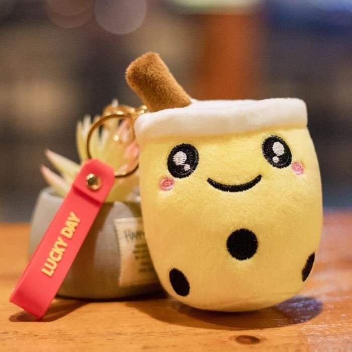Yuanyan jaune - 10 cm - Porte-clés mignon Bubble Tea pour filles