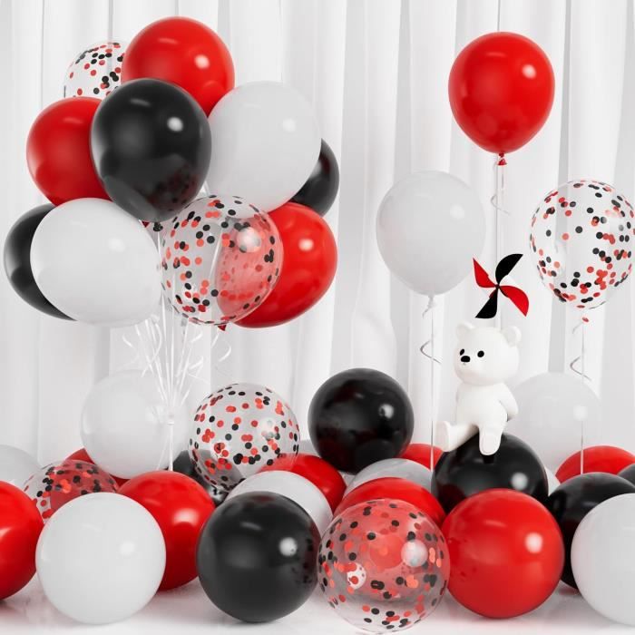 30 ballons blanc-noir-rouge