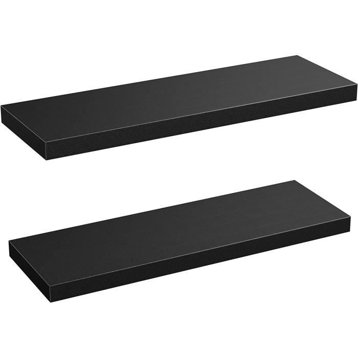 Lot De 5 étagères Murales Flottantes Noires En Bois - Charge Max 40kg, Design Moderne Pour Rangement Déco