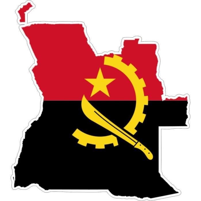 Autocollant sticker voiture drapeau carte angola