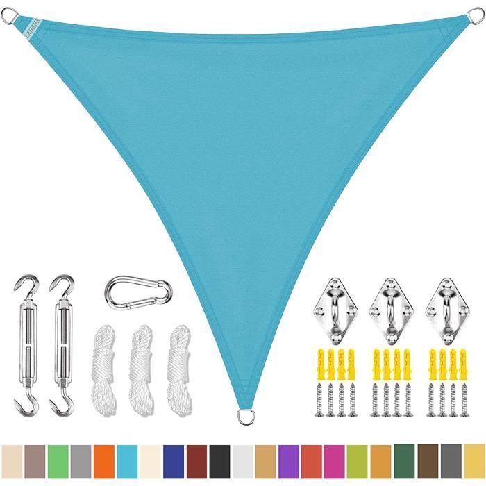 Voile D'Ombrage Imperméable Triangulaire 3X3X3M, Voile D'Ombrage