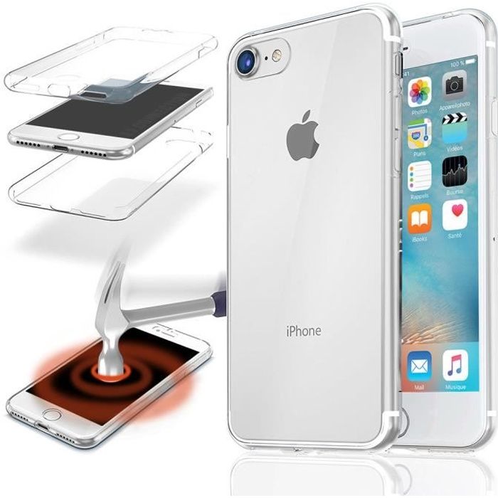 Coque Intégrale iPhone 7 Plus (5,5') Silicone GEL Avant+Arrière FULL Protection Anti chocs -Transparent
