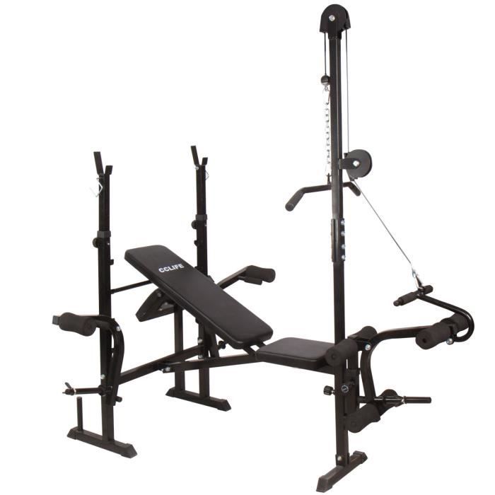 Cclife Banc De Musculation Multifonction Avec Cable Banc De Musculation Support Pour Halteres Station Musculation Avec Poulie Prix Pas Cher Cdiscount