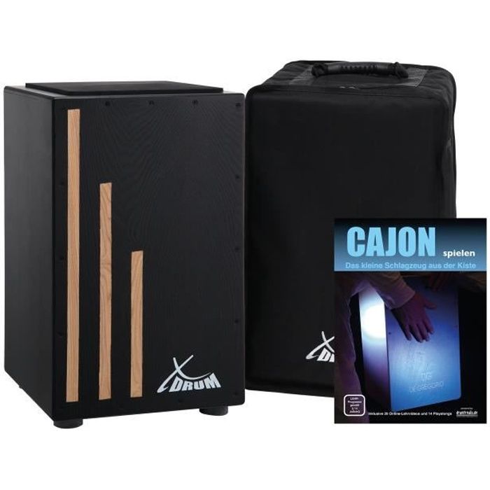 XDrum Cajon El Bajo Porte Basse Cocoa Brown/Ébène - Set Complet Avec Méthode D'Apprentissage & Housse