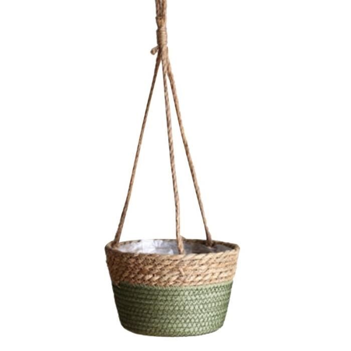Panier à Plantes En Paille Tissée - Cache-Pot Déco Intérieur - Style Bohème Naturel
