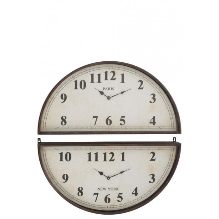 Horloge Double Paris New York Metal Marron 74x7cm Achat Vente Horloge Pendule Cdiscount