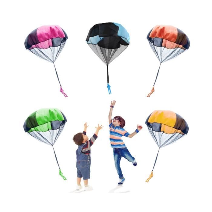 Lot de 5 jouets de parachute lanceur de parachute jeu de jardin pour enfants jeux de plein air