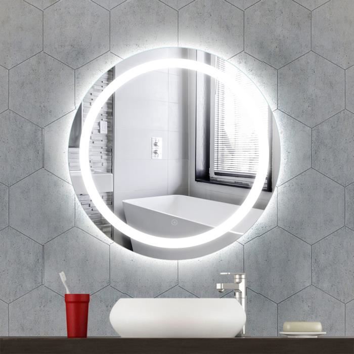 Miroir Rond Salle De Bain Avec Eclairage Popsmit Miroir Salle De Bain Avec Eclairage Circum 60cm 21w Miroir Mural Rond Led Lumineux Moderne Blanc Froid Achat Vente Miroir Salle De Bain Cdiscount