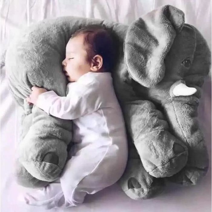 60cm Oreiller Elephant Poupée en Peluche pour dodo de bebe enfant Gris