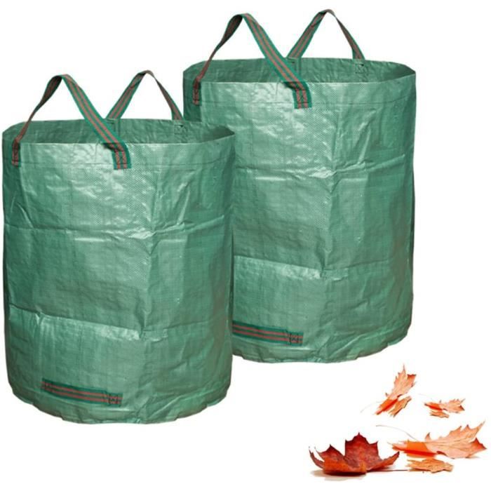 HAYATEC Lot de 3 sacs de jardin solides avec 4 poignées, résistants aux UV, 272 litres, imperméables, robustes, en tissu polypropylène (PP), 150 g/m², 390 g