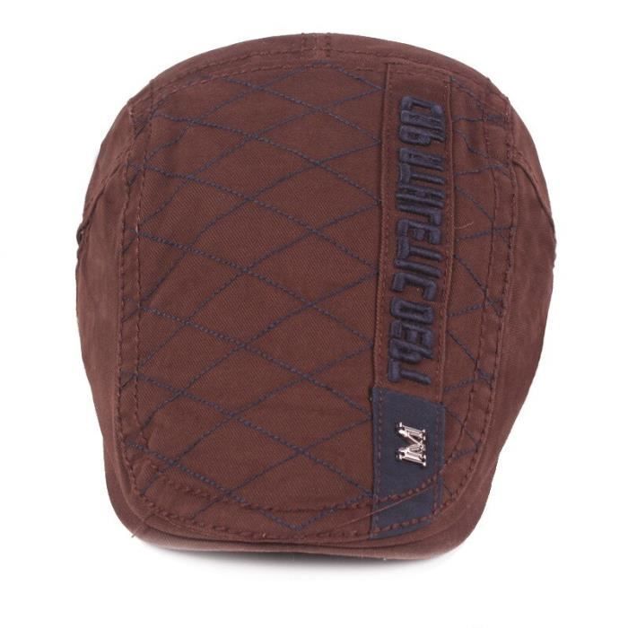 Béret Style Militaire En Laine Réglable - Taille Unique Ajustable, Bord En Cuir, Unisexe