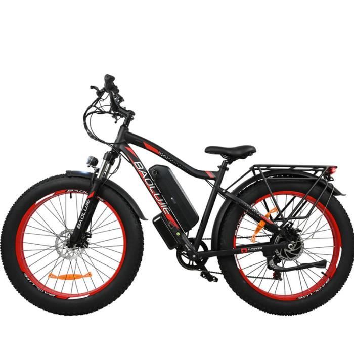 Velo electrique 26 BAOLUJIE Moteur 750W Vitesse max 45KM H Batterie amovible 48V 13AH Avec porte bagage et garde boue Cdiscount Sport