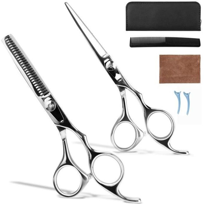 Set 2 Ciseaux De Coiffure 6 Pouces Professionnels Coupe De Cheveux Amincissement En Acier Inoxydable Barber Salon Peigne A Pince Cdiscount Au Quotidien