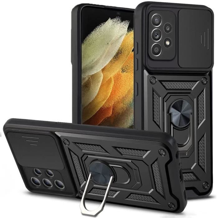 Coque Samsung S21 Ultra Porte-carte Antichocs Hybride, Série Defender -  Noir - Français