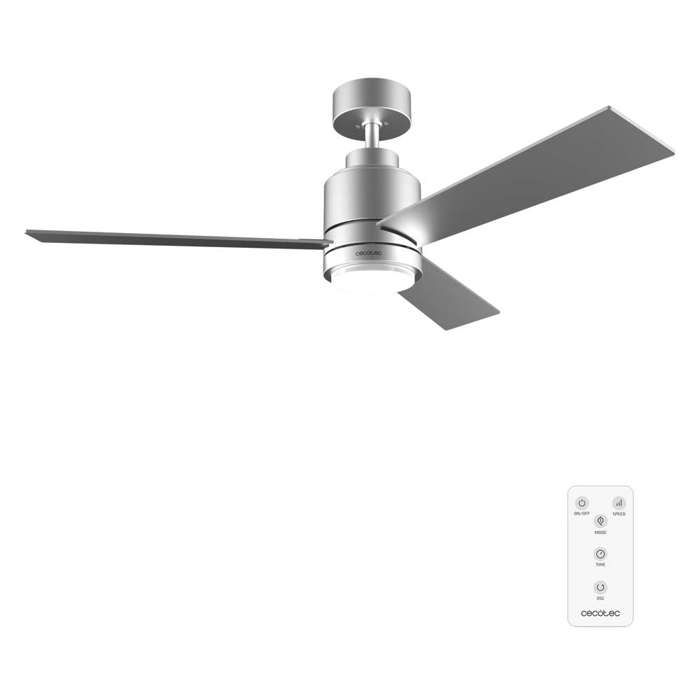 Cecotec Ventilateur de Plafond avec Lumière EnergySilence Aero 4850 Style Acier: 30 W Diamètre 48 avec 3 Pales Télécommande - Cecotec
