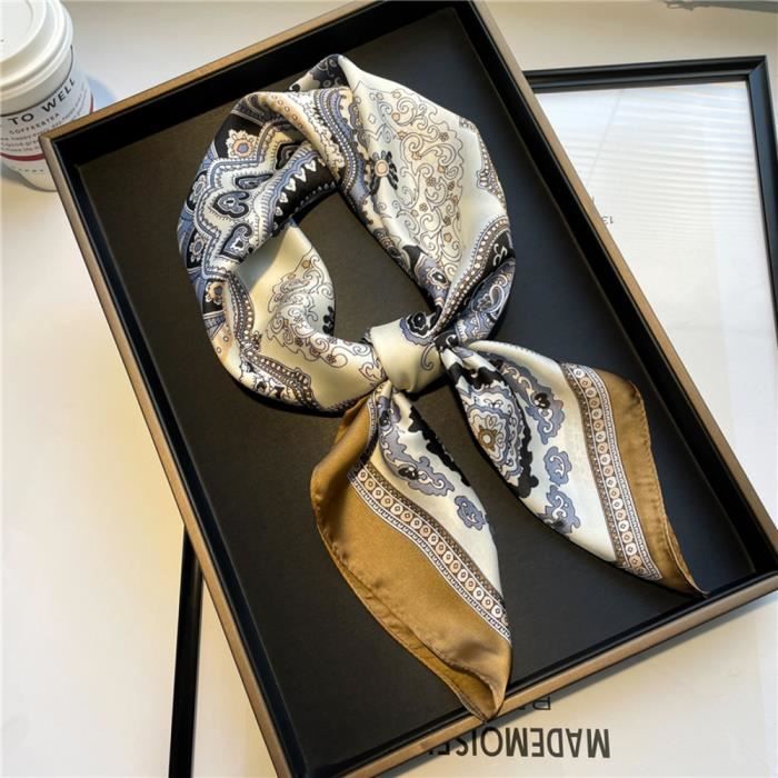 Foulard Carré En Satin Polyester Pour Femme - 53x53cm, Motif Géométrique - Neuf Avec étiquette