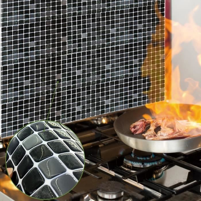 Mosaïque Verre 3D Optik Noir Pour Crédence Cuisine/Salle De Bain - Moderne