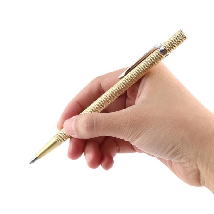 Stylo à tracer, marqueur en céramique, outil de coupe avec pointe en acier tungstène pour métal/verre (argenté