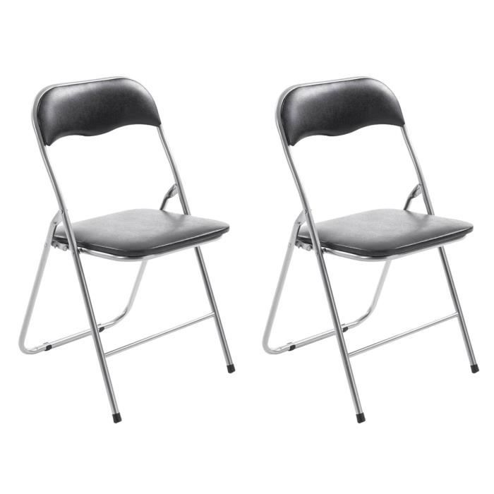 chaise de cuisine pliable - clp - felix - lot de 2 - métal - noir