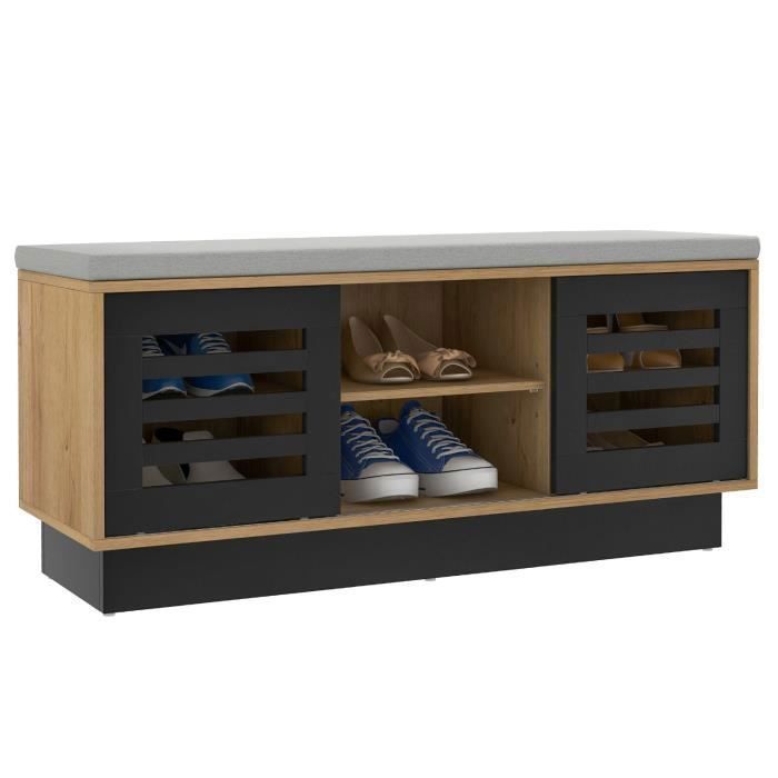 Meuble à Chaussures COSTWAY 6 Compartiments 3 Etagères Réglables Portes Coulissantes Coussins en Mousse Souple Marron Meuble à Chaussures COSTWAY 6 Compartiments 3 Etagères Réglables Portes Coulissantes Coussins en Mousse Souple Marron