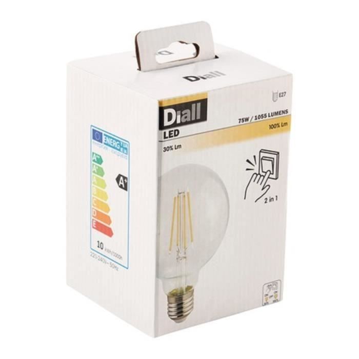 Ampoule LED à filament Diall globe E27 13W=100W blanc chaud