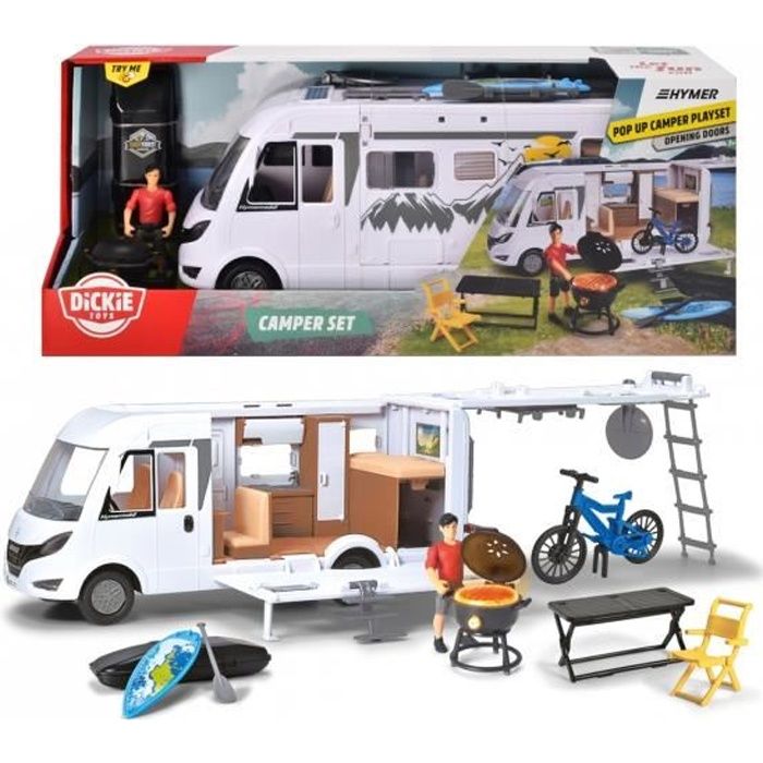 Dickie 203837021 Camping-car miniature 30 cm - dépliable avec nombreux accessoires