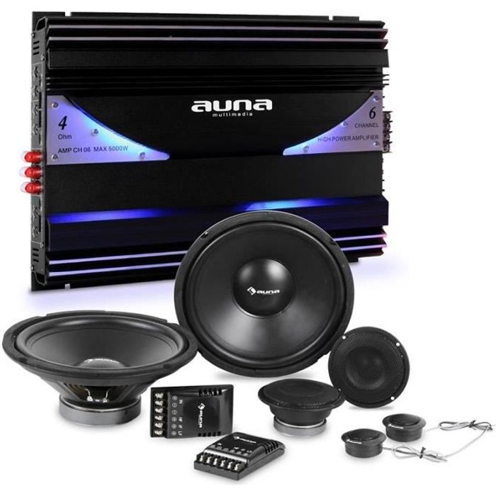 Auna Set Tuning auto kit éclaté enceintes & amplificateur 6 canaux