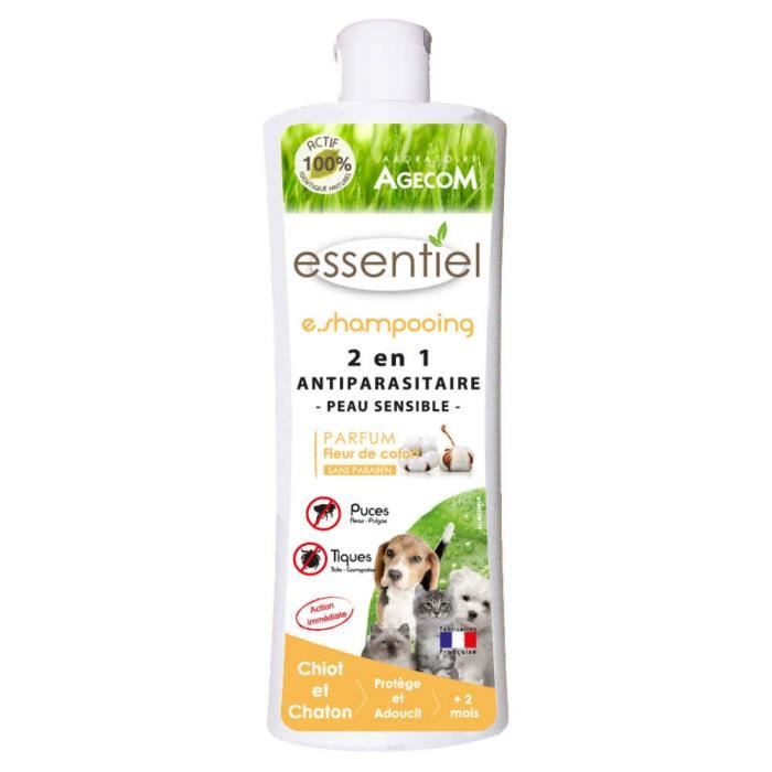 Meilleurs prix pour Essentiel - Shampoing 2 en 1 Antiparasitaire et Peau Sensible pour Chiot et Chaton - 250ml