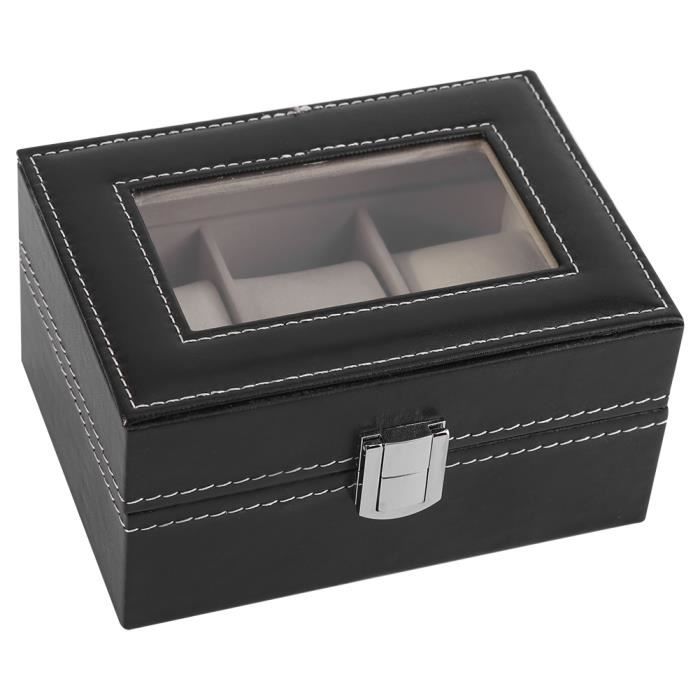 Lonian Boîte à Montres En Bois Massif - 5 Emplacements | Verre Transparent | Idéal Cadeau Homme