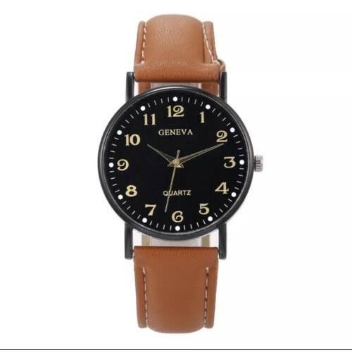 Geneva men's quartz watch leather band 2025