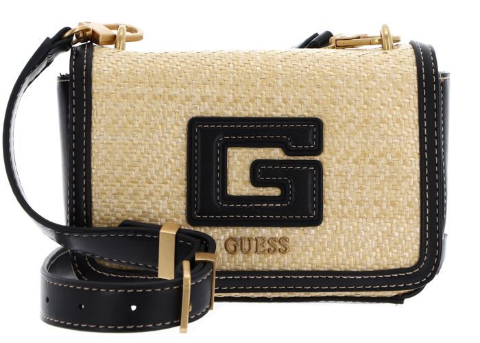 GUESS Sac a epaule bandouliere beige noir pour femme G Status Mini Crossbody Flap Bag Natural Black 250890 beige noir Cdiscount Bagagerie Maroquinerie
