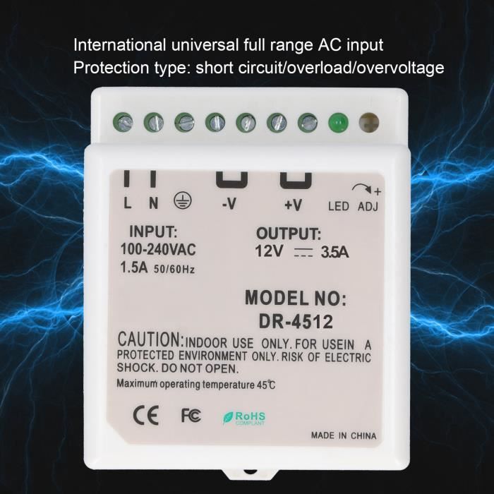Alimentation sur rail DIN Qoltec stable avec fonction UPS 40 W