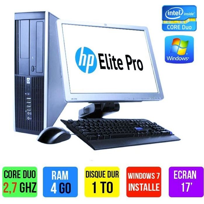 UNITE CENTRALE  HP ELITE 6000 CORE DUO 4GO RAM 1 TERA DISQUE DUR ECRAN PLAT 17 WINDOWS 7 PRO INSTALLE Reconditionné - Hewlett-Packard reconditionné disponible sur Cdiscount Seconde Vie