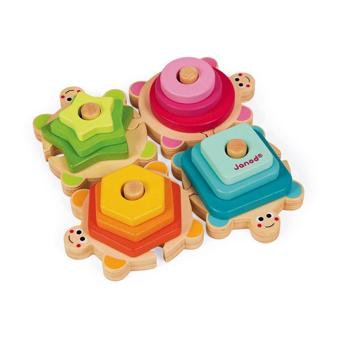JANOD - Tortues des Formes I wood (bois) - Jouet déveil en bois pour bébé de 18 mois à 4 ans