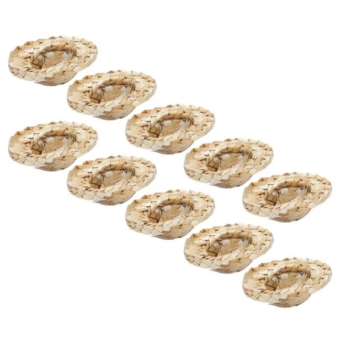 Lot De 10 Mini Chapeaux De Paille Naturels Pour Maison De Poupée - Artisanat Tissé 4,2 Cm