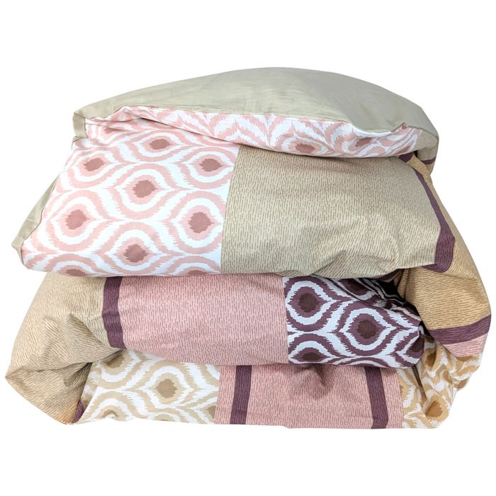 Housse de couette 200x200 cm coton INOUK rose/beige
