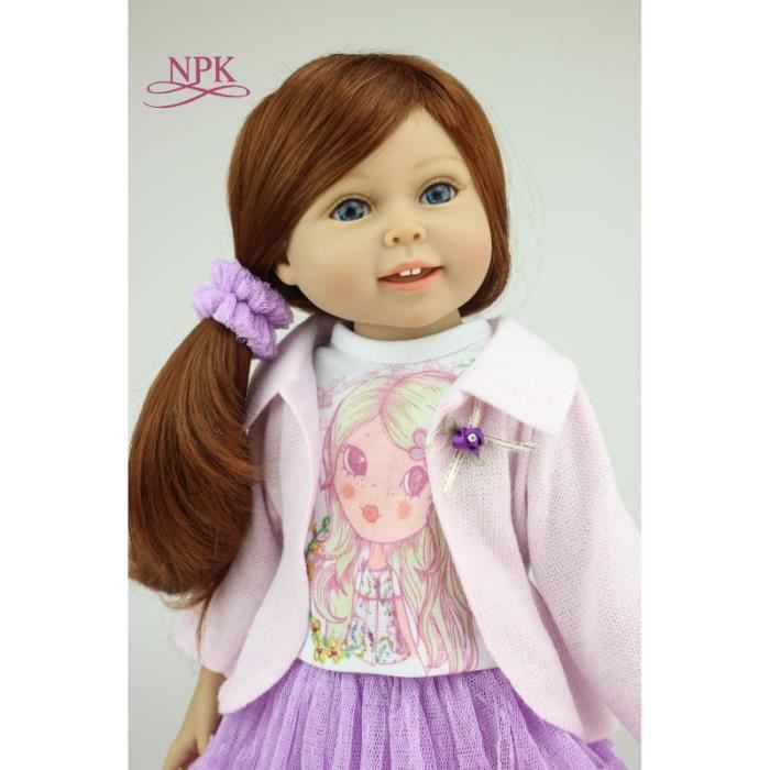 Vêtements Hiver Pour Poupée Américaine 18 Pouces - Ensemble 6 Pièces Pull Pantalon Chapeau Écharpe Bottes Gants - Rose