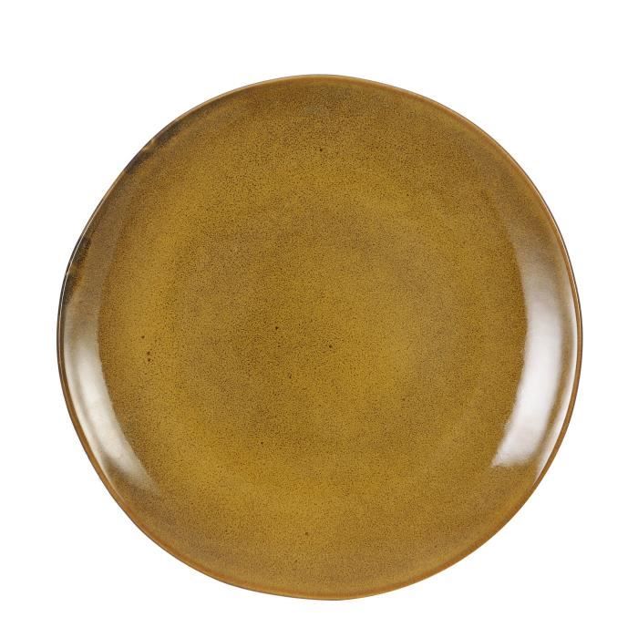 Set De 4 Assiettes à Dessert En Grès Roses & Tulipes - Couleur Ocre, Diamètre 20cm, Passe Lave-vaisselle Et Micro-ondes - 6