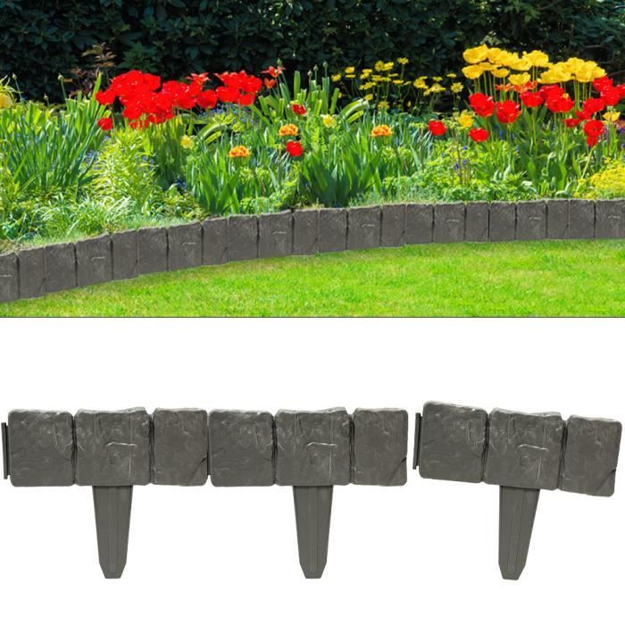 Set De 10 Bordures Ardoise Delimitation Jardin Pelouse Plate Bande
