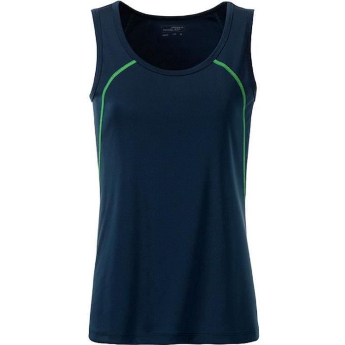 Débardeur running respirant - Femme - JN493 - bleu marine et jaune vif Débardeur running respirant - Femme - JN493 - bleu marine et jaune vif